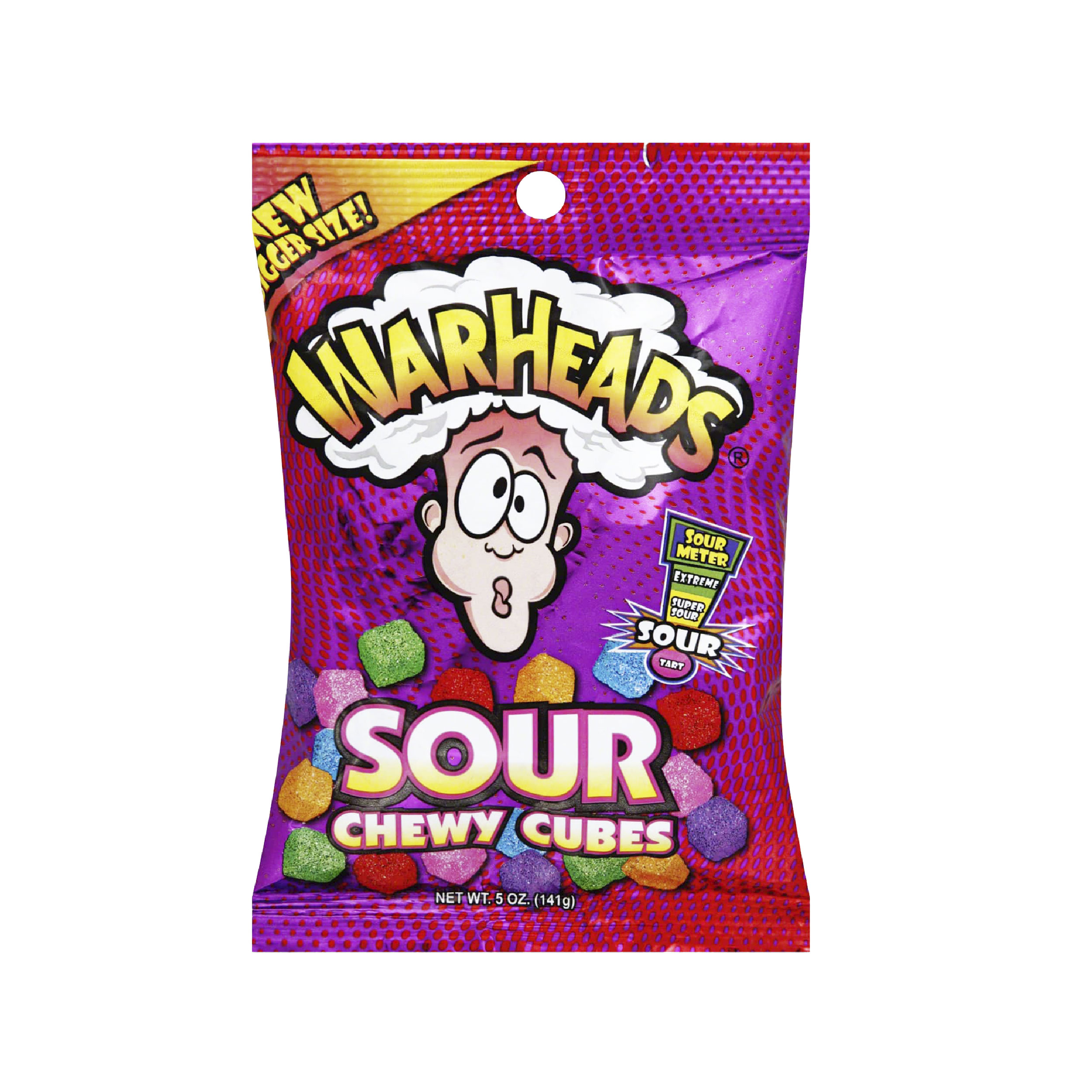 WARHEADS SOUR CHEWY CUBES PEG BAG 141g